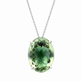 9ct White Gold 31.75ct Green Amethyst Unique Necklace