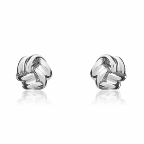 9ct White Gold 4.5mm Looped Knot Stud Earrings
