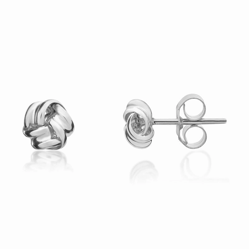 9ct White Gold 4.5mm Looped Knot Stud Earrings