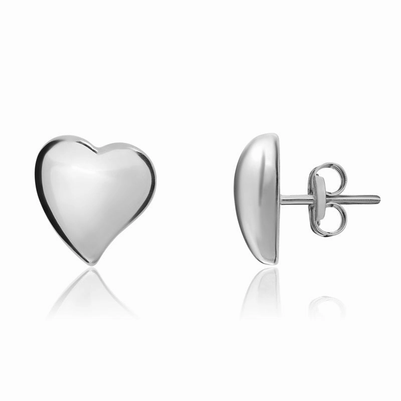 9ct White Gold 6mm Heart Stud Earrings