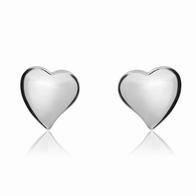 9ct White Gold 6mm Heart Stud Earrings