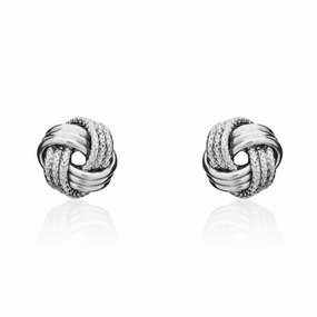 9ct White Gold 9.5mm Looped Knot Stud Earrings