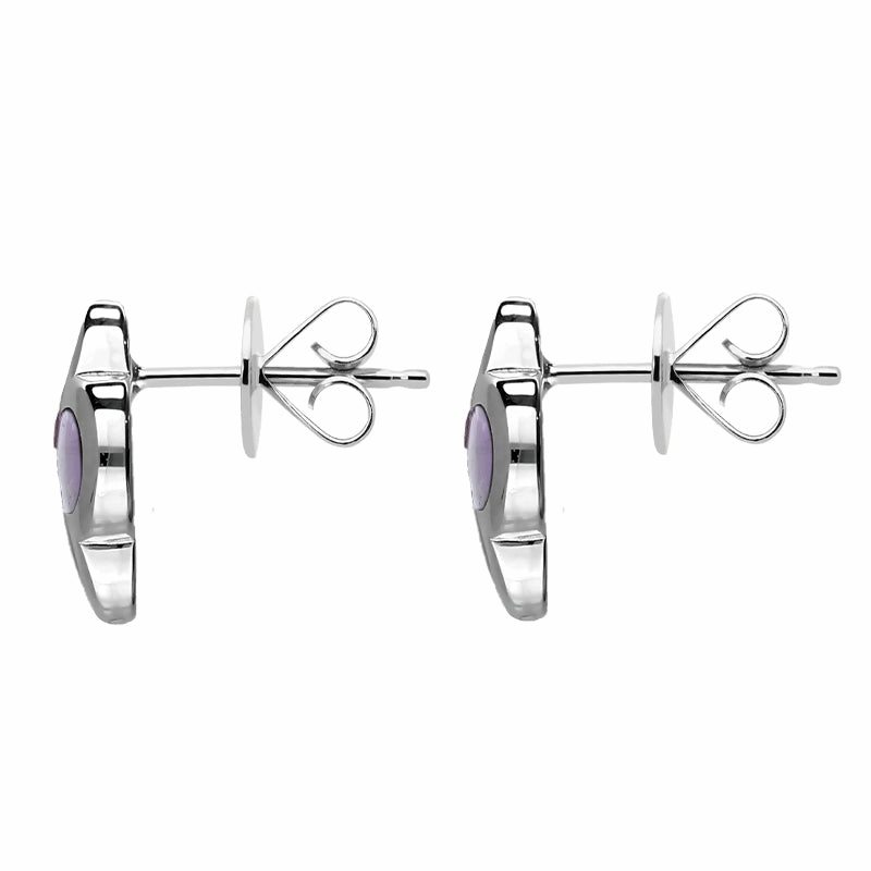 9ct White Gold Blue John Bloom Four Leaf Clover Stud Earrings