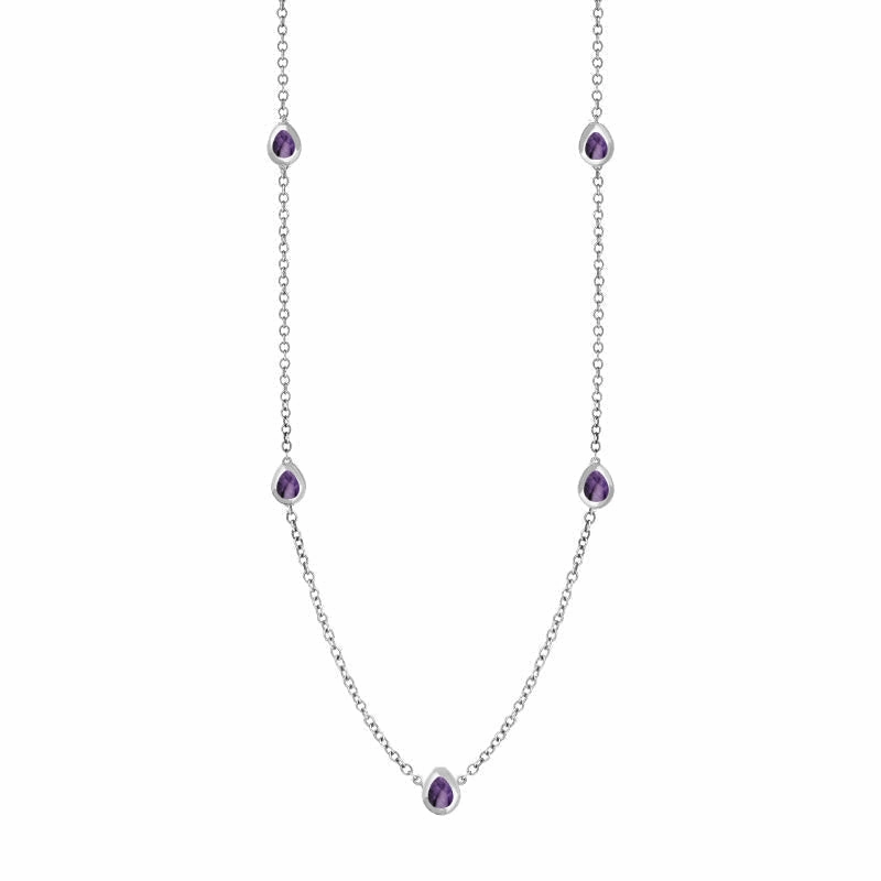 9ct White Gold Blue John Cross Link Disc Chain Necklace