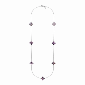 9ct White Gold Blue John eden Long Marquise Flower Necklace