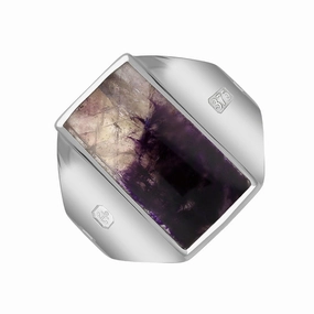 9ct White Gold Blue John Hallmark Small Oblong Ring