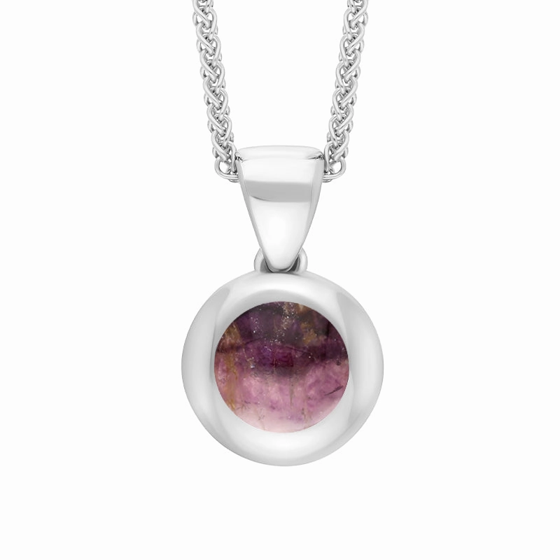 9ct White Gold Blue John Heart Disc Necklace