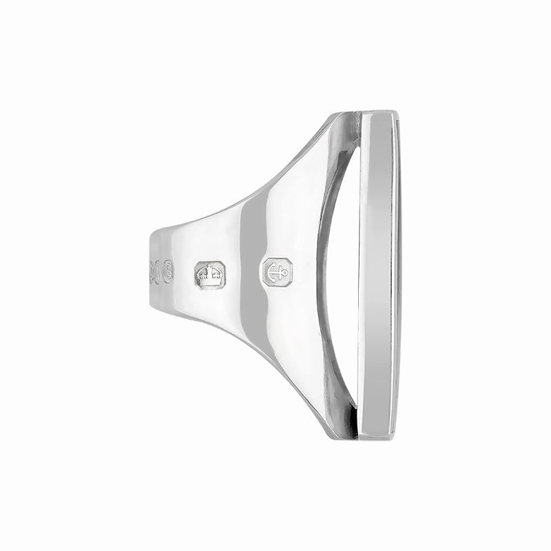9ct White Gold Blue John King's Coronation Hallmark Large Oblong Ring D