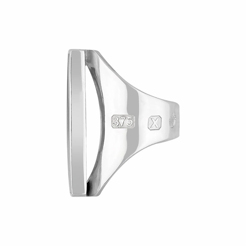 9ct White Gold Blue John King's Coronation Hallmark Large Oblong Ring D