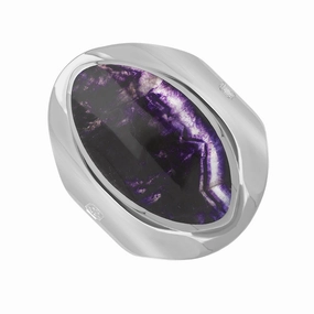 9ct White Gold Blue John King's Coronation Hallmark Medium Oval Ring D