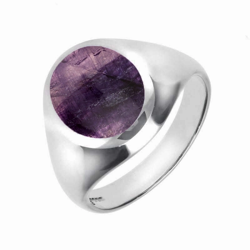 9ct White Gold Blue John Medium Oval Signet Ring