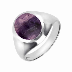 9ct White Gold Blue John Medium Oval Signet Ring