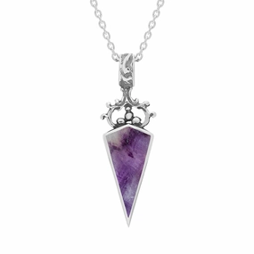 9ct White Gold Blue John Mother Of Pearl Double Sided Dagger Fob Necklace