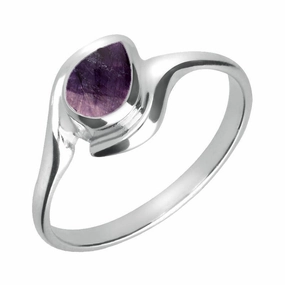 9ct White Gold Blue John Offset Pear Ring