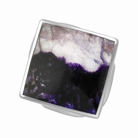9ct White Gold Blue John Queen's Jubilee Hallmark Medium Rhombus Ring D