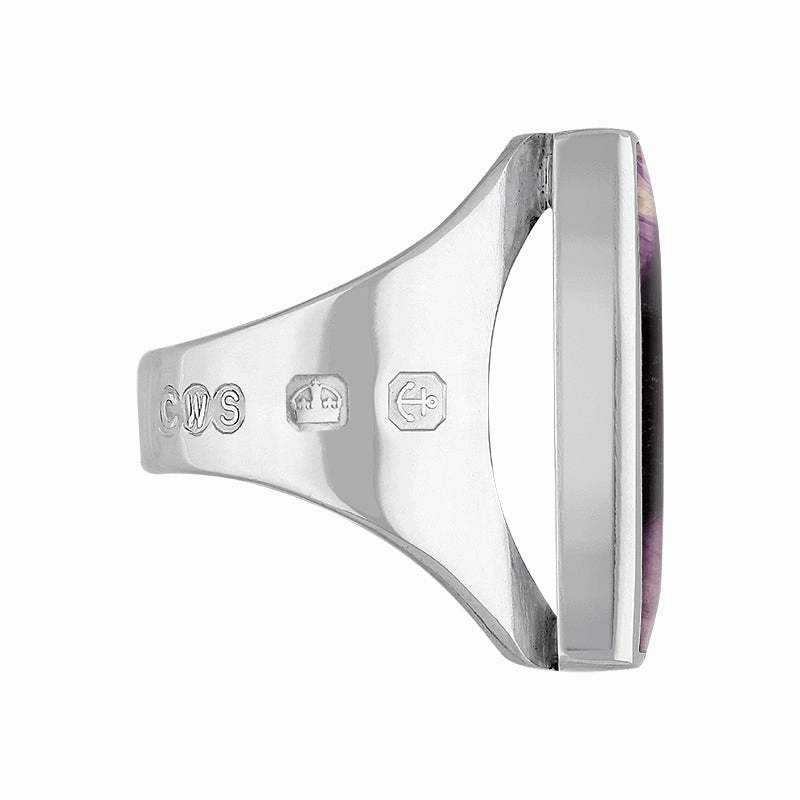 9ct White Gold Blue John Queen's Jubilee Hallmark Medium Square Ring D