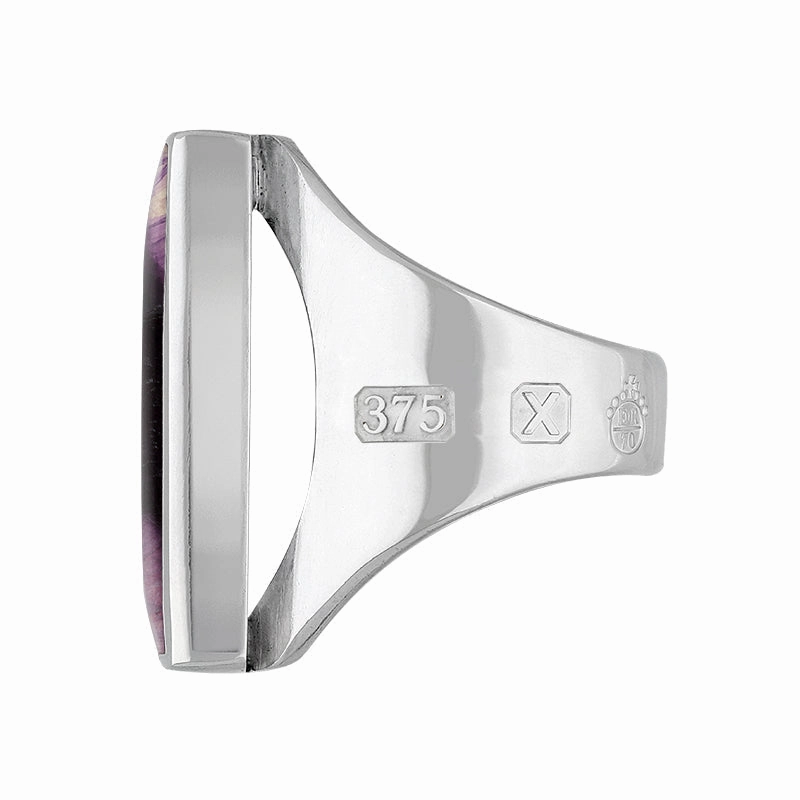 9ct White Gold Blue John Queen's Jubilee Hallmark Medium Square Ring D