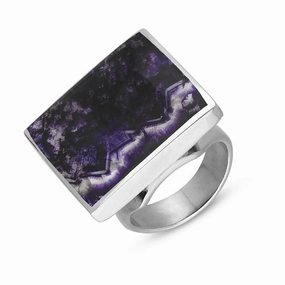 9ct White Gold Blue John Queen's Jubilee Hallmark Medium Square Ring D