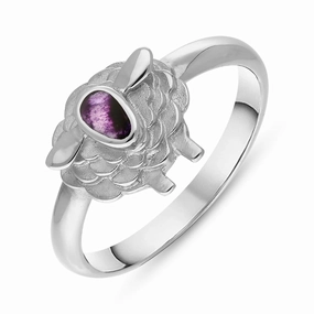 9ct White Gold Blue John Sheep Ring