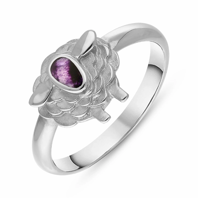 9ct White Gold Blue John Sheep Ring