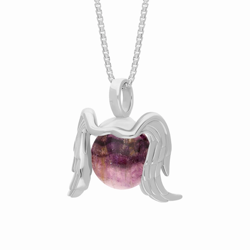 9ct White Gold Blue John Zodiac Virgo 10mm Bead Pendant