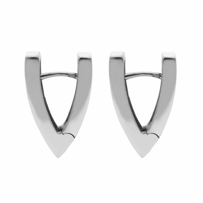 9ct White Gold Brushed Hinged Earrings D