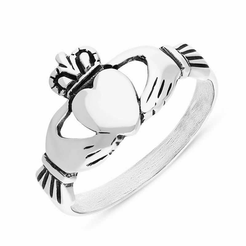 9ct White Gold Claddagh Ring
