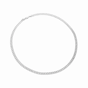 9ct White Gold Flat Curb Chain Necklace D