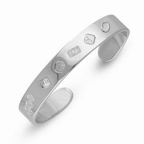 9ct White Gold King's Coronation Hallmark Cuff Bangle D