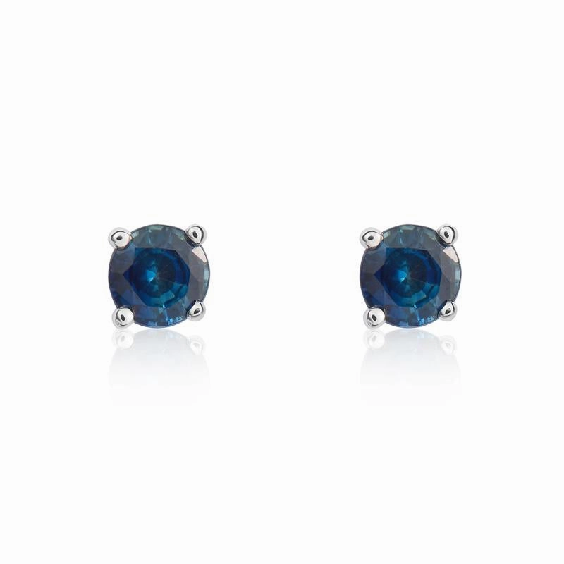 9ct White Gold Sapphire 4mm Round Claw Set Stud Earrings