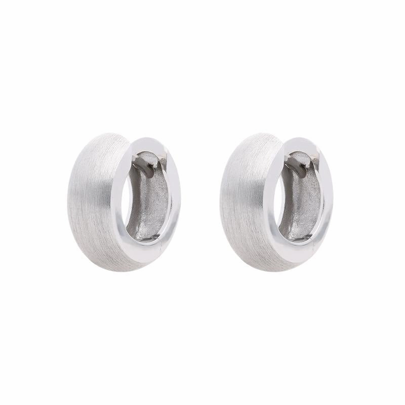 9ct White Gold Satin Finish Hoop Earrings