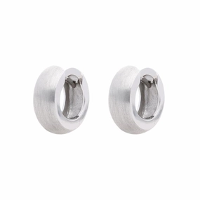 9ct White Gold Satin Finish Hoop Earrings