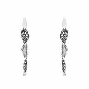 9ct White Gold Tentacle Twist Drop Earrings