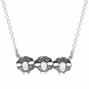 9ct White Gold Three Sheep Necklace