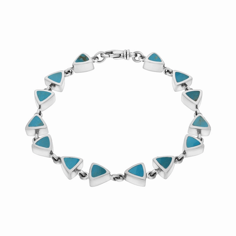 9ct White Gold Turquoise Curved Triangle Bracelet