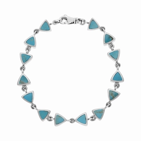 9ct White Gold Turquoise Curved Triangle Bracelet