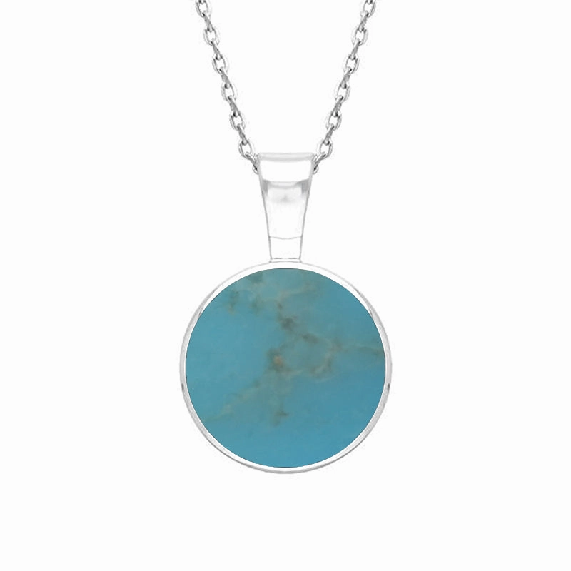 9ct White Gold Turquoise Heritage Round Necklace