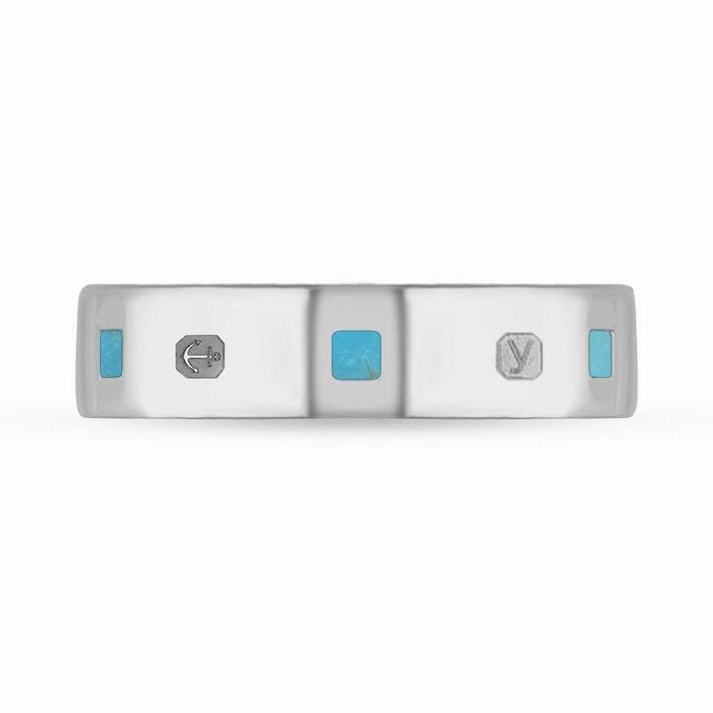 9ct White Gold Turquoise King's Coronation Hallmark Princess Cut 5mm Ring D