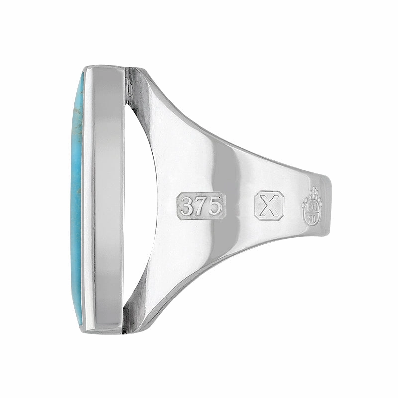 9ct White Gold Turquoise Queen's Jubilee Hallmark Medium Square Ring D