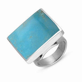 9ct White Gold Turquoise Queen's Jubilee Hallmark Medium Square Ring D