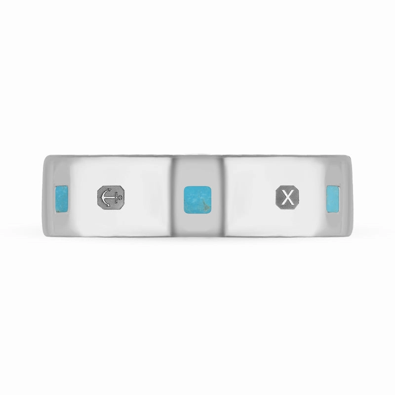 9ct White Gold Turquoise Queen's Jubilee Hallmark Princess Cut 6mm Ring D