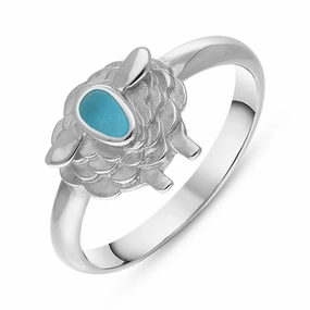 9ct White Gold Turquoise Sheep Ring