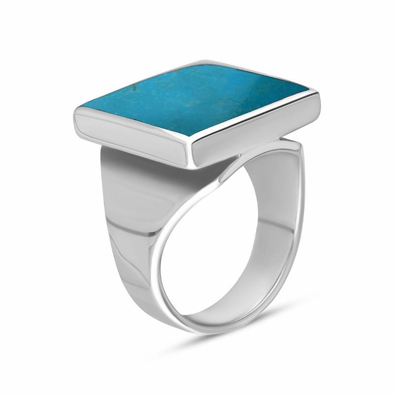 9ct White Gold Turquoise Small Square Ring