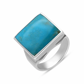 9ct White Gold Turquoise Small Square Ring