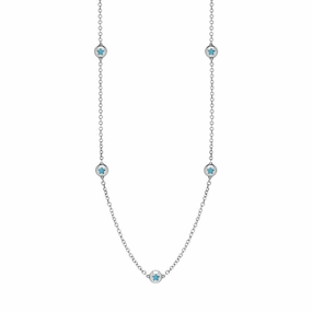 9ct White Gold Turquoise Star Link Disc Chain Necklace