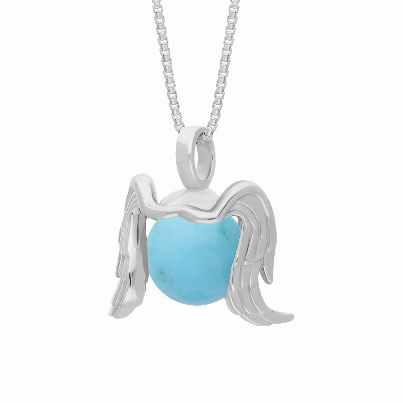 9ct White Gold Turquoise Zodiac Virgo 10mm Bead Pendant