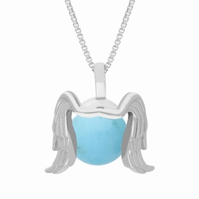 9ct White Gold Turquoise Zodiac Virgo 10mm Bead Pendant