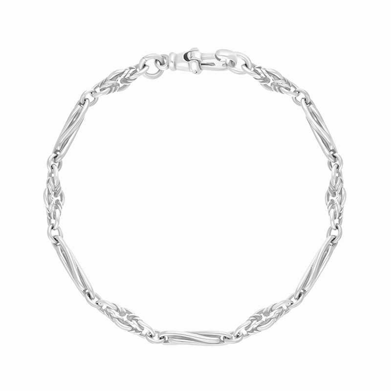 9ct White Gold Twist Byzantine Handmade Bracelet