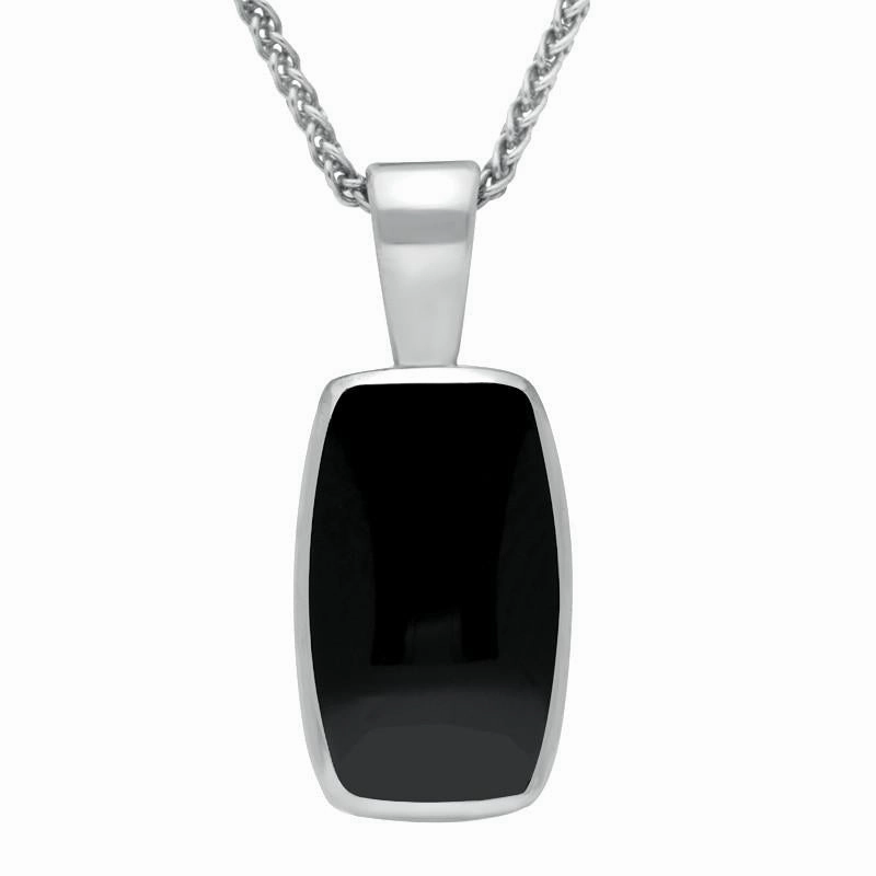 9ct White Gold Whitby Jet Barrel Shaped Necklace