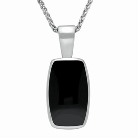 9ct White Gold Whitby Jet Barrel Shaped Necklace